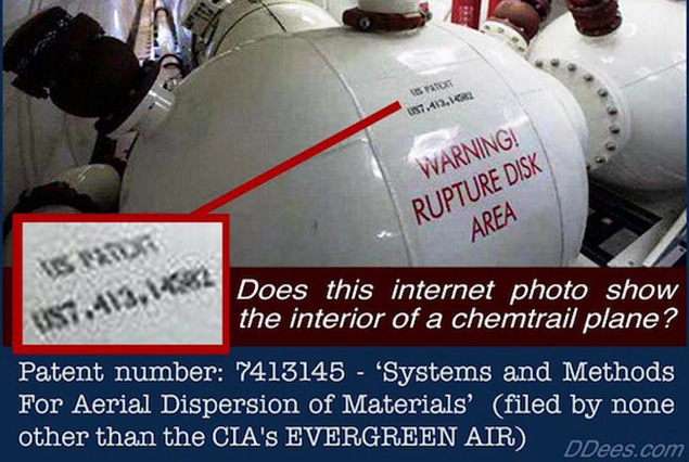 Conspiracy meme reusing a flight test ballast tank photo